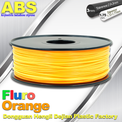 Filamento anaranjado amistoso de la impresión 3D del filamento 1.75m m Fluro de la impresora del ABS 3D de Eco
