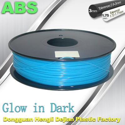 Los ABS brillan intensamente en el resplandor oscuro del filamento 1,75/3m m de la impresora 3d en el filamento azul marino del ABS