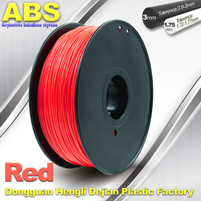 rojo del filamento de la impresora del ABS 3d de 1.75m m/de 3.0m m con buena elasticidad