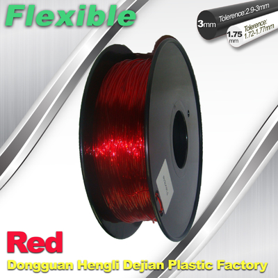 Filamento rojo flexible amistoso profesional 1.75m m de la impresora 3D de Eco (TPU)