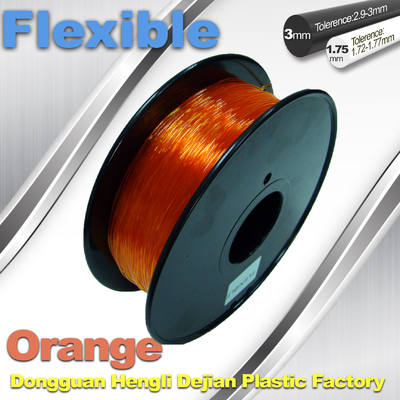 Naranja 3.0m m/1.75m m filamento flexible de goma de la impresora de 1.0KG/de Rolls 3D