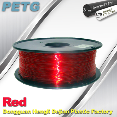 Resistencia transparente 1.0kg/rollo del ácido y del álcali del filamento de la impresora del rojo PETG 3D de la altura