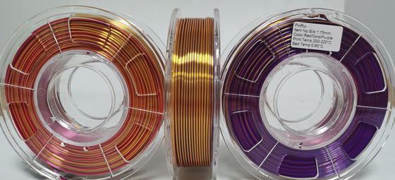 Filamento del color del viaje, filamento dual del color, filamento de seda, filamento del pla, filamento 3d