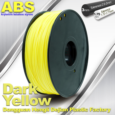 Filamento amarillo oscuro del ABS, filamento 3D que imprime el material plástico 1,75/3m m