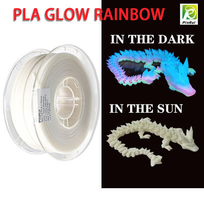 PINRUI Glow Rainbow PLA 1kg 1.75mm arco iris blanco de la impresora 3D filamento cambio de color en plástico oscuro para la impresora 3D