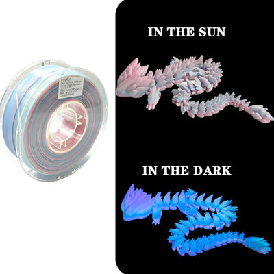 PINRUI Glow Rainbow PLA 1kg 1.75mm Cambiar el color en la oscuridad para la impresora 3D
