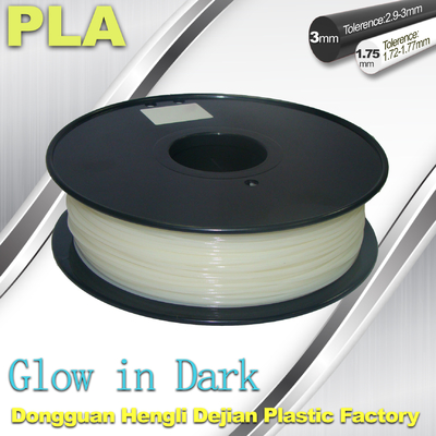 resplandor material de la impresora 3D en El PLA oscuro del filamento Green1.75/3.0m m