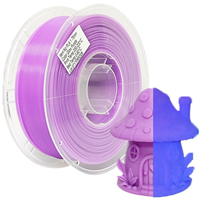 Las barras de la impresora 3D de color púrpura de filamentos PLA brillantes en la oscuridad están disponibles para la venta